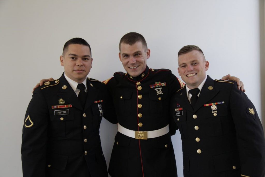 J.B. Hunt VERG employees in military uniforms.