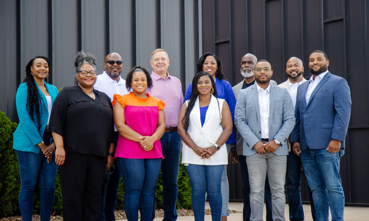 Members of the AAmERG employee resource group posing for a photo.