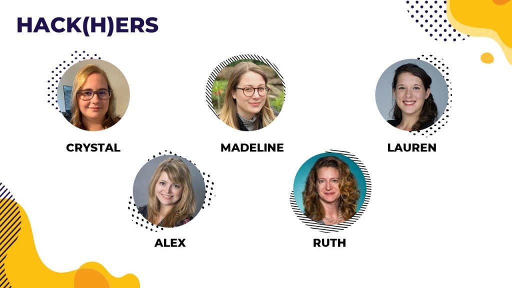 A graphic with pictures of the hackathon winners.