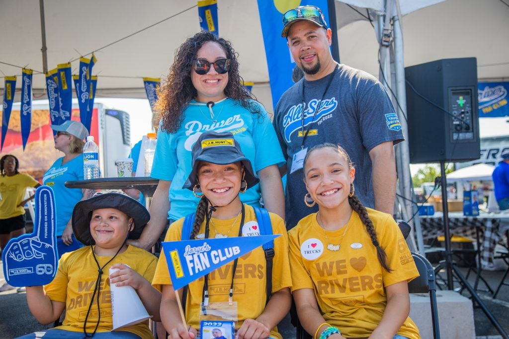 J.B. Hunt employee with their family at a baseball game