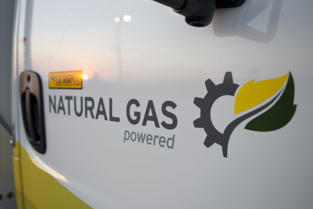 Natural gas logo on J.B. Hunt truck.
