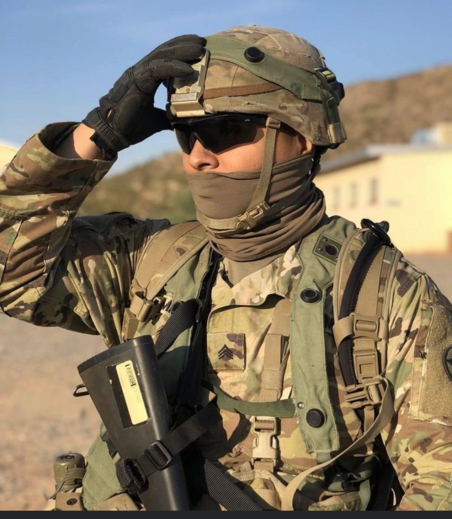 Jorge in military uniform during recent deployment.
