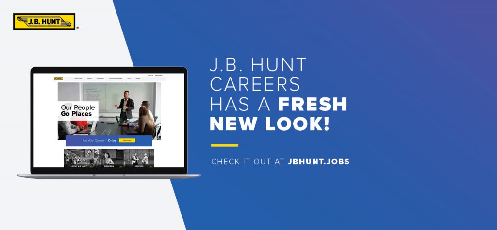 Graphic announcing the new J.B. Hunt Careers website at jbhunt.jobs