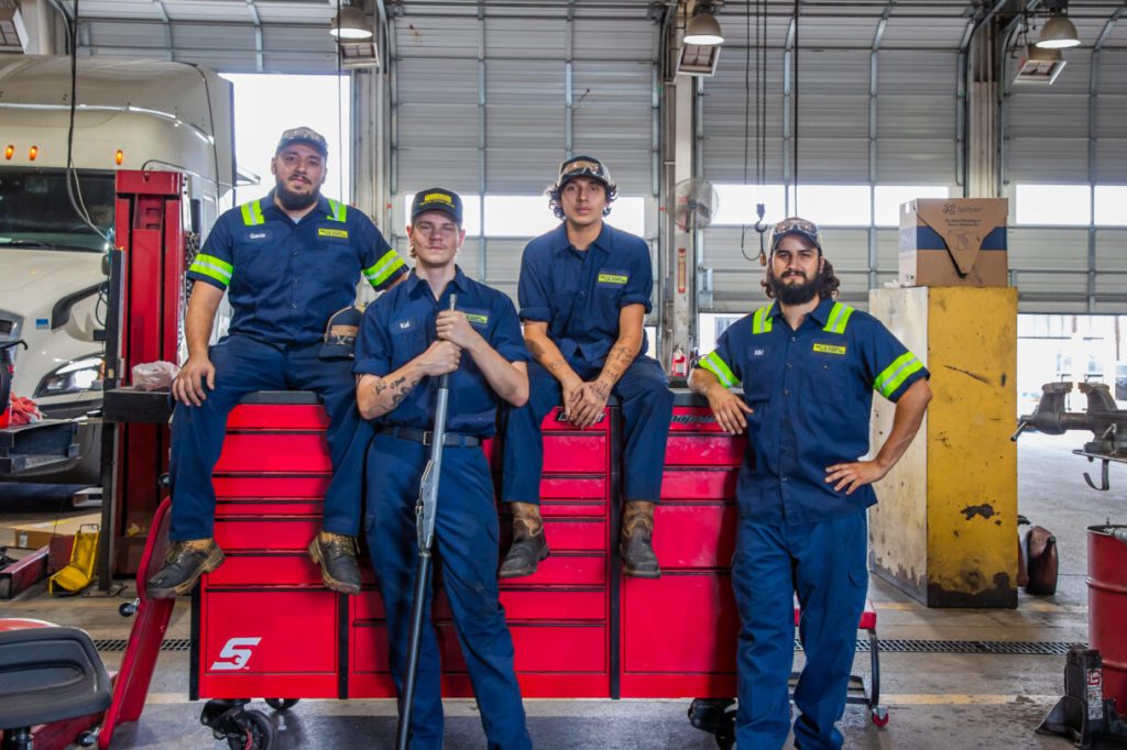 J.B. Hunt maintenance technicians posing for a photo in our Haslet, TX facility.